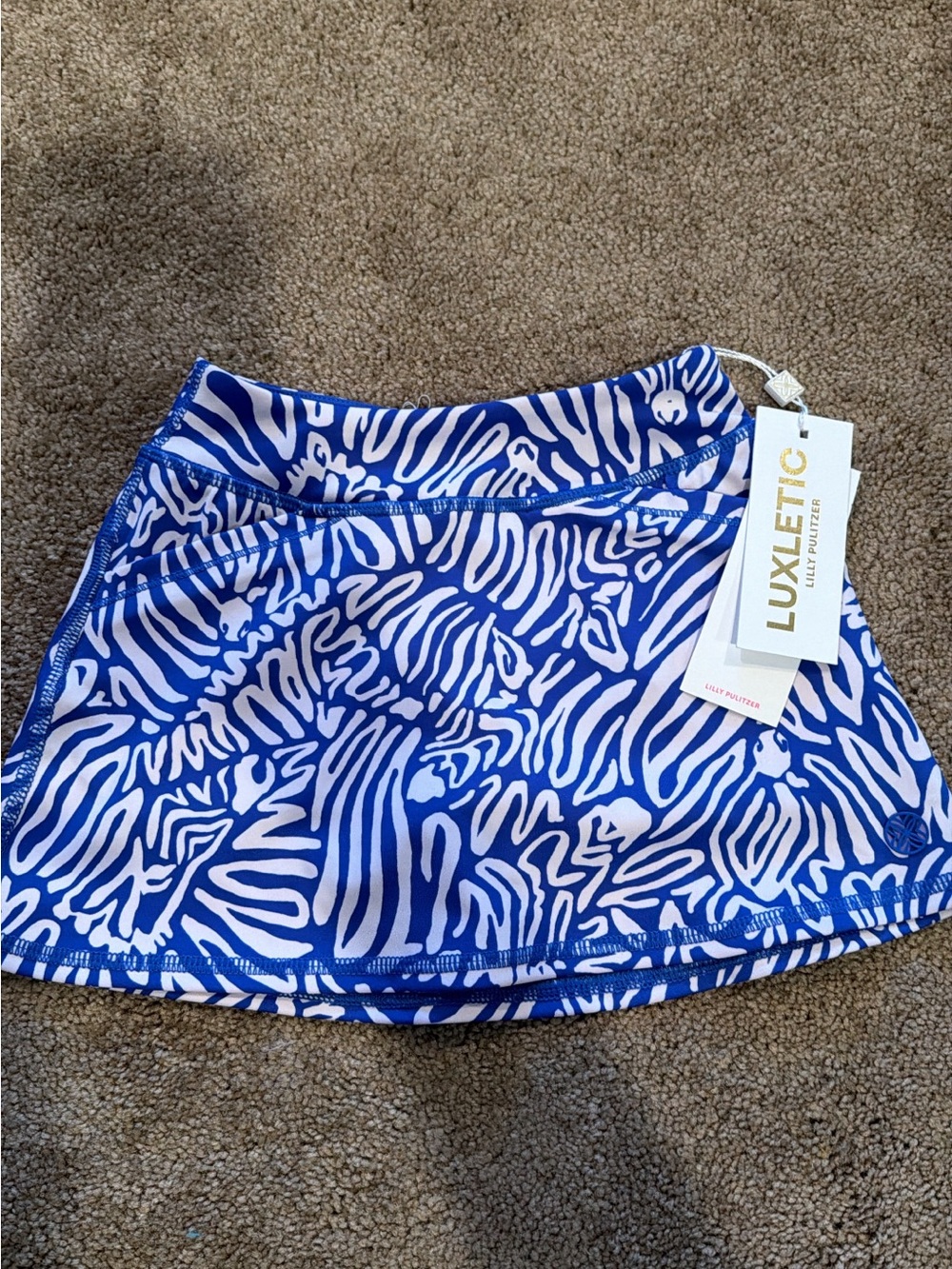Lilly Pulitzer Blue & White Zebra-Print Skort
